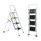 maocao hoom 4 ft. Reach Hight Four Step Iron Ladder Foldable Non-slip Ladder Loading 330 lbs. for Home, Kitchen, Office, White ctcxyF1-T4W