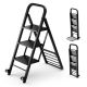 ANGELES HOME Reach 3.75 ft. Metal 2 in 1 Hand Truck and Ladder Combo with Rubber Wheels, Handle TH2DK8CK1008