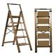 Angel Sar 5 ft. Aluminum Brown Gold 5 Step Stool with Retractable Handrail, 330 lb. Folding Stool Ladders for Garage Library AE31AM45