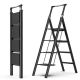 5 ft. 4 Step Aluminum Step Ladder (9 ft. Reach Height), Retractable Folding Stool with Anti-Slip Pedal 300 lbs. Capacity io-7