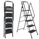 Tatayosi 5-Step Steel Folding Step Stool Ladder with Wide Anti Slip Pedal and Safety Handle, Black P-CT-FST-T5B
