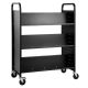 SVOPES Book Cart, Hand Truck. 330lbs. Capacity, Black. Double Sided W-Shaped Sloped Shelves, 4 in. Lockable Wheels WXTSGTCHS330K73PFV0-829