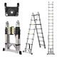 Angel Sar 16.5 ft. 330 lb. Aluminum Telescop Ladder, Extension Ladder with Platform and Stabilizer Bar for RV Outdoor Work, Silver TX93EY69