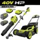 RYOBI 40V HP Brushless 20 in. Cordless Battery Walk Behind Self-Propelled Mower, String Trimmer & Blower-Batteries & Chargers RY401180-RY40HPCK201K