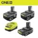 RYOBI ONE+ 18V Starter Kit with (2) 4.0 Ah Lithium-Ion Batteries, (1) 2.0 Ah Lithium-Ion Battery, and Charger PSK116SB
