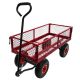 Red Steel 3 cu. ft. 300 lbs. Capacity Garden Cart Removable Sides Outdoor Dolly Cart Mesh Heavy Duty Utility Wagon io-143