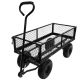 Black Steel 3 cu. ft. 300 lbs. Capacity Garden Cart Removable Sides Outdoor Dolly Cart Mesh Heavy Duty Utility Wagon io-144