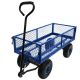 Blue Steel 3 cu. ft. 300 lbs. Capacity Garden Cart Removable Sides Outdoor Dolly Cart Mesh Heavy Duty Utility Wagon io-145