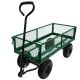 Green Steel 3 cu. ft. 300 lbs. Capacity Garden Cart Removable Sides Outdoor Dolly Cart Mesh Heavy Duty Utility Wagon io-146