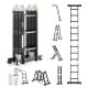 VEVOR 12 ft. Reach Folding Ladder Extension Ladder A Frame 3-Step with Scaffolding Plank Telescoping Ladder Multi-Position DGNZDTLHJ3JPBIFH9V0