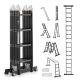 VEVOR Folding Ladder Tall Extension Step Ladder a Frame 4-Step with Plank Telescoping Ladder 15.5 ft. Reach Multi-Position DGNZDTLHJ4JPVKGVPV0