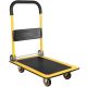 Huluwat Yellow 330 lb. Capacity D-Handle Foldable Hand Truck with 2 360° Wheels and 2 Fixed Wheels S-126270