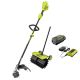 RYOBI 40V 15 in. Expand-It Cordless Battery Attachment Capable String Trimmer & Rubber Sweeper w/ 4.0 Ah Battery & Charger RY40ST01K-RYSWPRUB