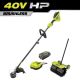 RYOBI 40V HP Brushless 16 in. Cordless Attachment Capable String Trimmer & Rubber Sweeper w/ 4.0 Ah Battery & Charger RY40HPST01K-RYSWPRUB