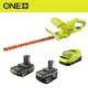 RYOBI ONE+ 18V Lithium-Ion Starter Kit with 2.0 Ah Battery, 4.0 Ah Battery, Charger, and FREE ONE+ 18” Cordless Hedge Trimmer PSK106SB-P2607BTL