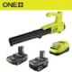 RYOBI ONE+ 18V Lithium-Ion Starter Kit with 2.0 Ah Battery, 4.0 Ah Battery, Charger and FREE ONE+ 250 CFM Cordless Leaf Blower PSK106SB-P21011BTL