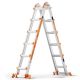 LeveLeve A Frame 6 Step Ladder, 20FT Reach Extension Ladder with Stabilizer Bar & Wheels, 330 lbs Security Multi Position Ladder TIZI-HJ24-6BU-1