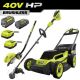 RYOBI 40V HP Brushless 20 in. Walk Behind Self-Propelled Mower, 16 in String Trimmer/Edger with (2) Batteries and (2) Chargers RY401180-RY40HPST01K-RYEDG