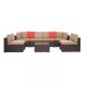 Brown 7-Piece Wicker Outdoor Sectional Set with Beige Cushions