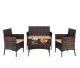 Karl home 4-Piece Wicker Patio Conversation Set with Beige Cushions