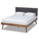 Baxton Studio - Alke Dark Grey and Walnut Queen Platform Bed