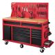 Milwaukee 61 in. 11-Drawer/1-Door 22 in. D Mobile Workbench with Sliding Pegboard Back Wall in Red/Black 304094257