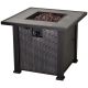 Outsunny 30inch W x 24.6inch H x 30inch L Square Steel Propane Fire Pit Table w/ Beautiful Tabletop and Wicker Design