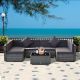 Outsunny Patio Life Ash Grey 7-Pieces Steel Plastic Rattan Patio Conversation Set with Grey Cushions