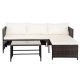Brown Wicker Outdoor Sectional Set w/ White Cushions