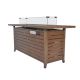 Legacy Heating 59inch x 21inch Rectangle Extruded Aluminum Propane Fire Table w/ Wind Glass, Cover and Lid-Natural Wood Look