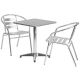 Carnegy Avenue 3-pc Metal Square Outdoor Bistro Set in Aluminum