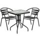 Carnegy Avenue 3-pc Glass Square Outdoor Bistro Set in Clear/Black