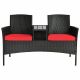 ANGELES HOME 1-pc Wicker Patio Conversation Set with Red Cushions