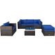 Costway Island 6-pc Wicker Patio Conversation Set with Navy Cushions