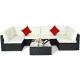 Costway Patio Rattan 29-inch Beige Sponge 6-Seater English Rolled Arm Sofa with Removable Cushions