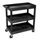 Luxor 18 in x 35 in 3-Shelf Plastic Tub Cart - Black