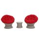 3-Piece Iron Patio Conversation Set w/ Red Cushions