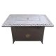 Hiland 35inch x 24inch Rectangle Cast Aluminum Propane Fire Pit in Hammered Bronze w/ Scroll Design