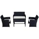 Costway Black 4-Piece Rattan Wicker Patio Conversation Set Sofa Table with Beige Cushions
