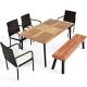 Costway 6-Piece Rattan Rectangular Outdoor Dining Set w/ White Cushions