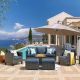 XIZZI Gray 6-Piece Wicker Outdoor Patio Conversation Seating Set w/ Denim Blue Cushions