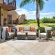 OVIOS New Vultros Gray 5-pc Wicker Outdoor Patio Conversation Seating Set with Beige Cushions