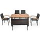 6-pc Rattan Outdoor Dining Set Patio Furniture Set w/Wooden Tabletop