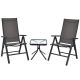 Gymax 3-pc Metal Outdoor Patio Bistro Conversation Set with Folding Chairs and Square Table