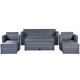 Anton Gray Wicker PE Rattan Outdoor Sectional Set with Gray Cushions and Coffee Table (Set of 6)