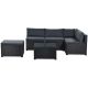 Jarred Wicker PE Rattan Outdoor Sectional Sofa Set with Gray Cushions and Coffee Table (Set of 6)