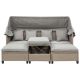 Samantha 5-Piece Wicker Outdoor Sectional Patio Rattan with Retractable Canopy, Cushions and Lifting Table