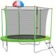 Nestfair 10 ft. Green Round Outdoor Recreational Trampoline with Safety Enclosure Net and Basketball Hoop