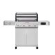 Monument Grills Denali 4-Burner Propane Gas Grill in Stainless with Clearview Lid, 3-Phase LED Controls and Side Burner