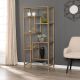 Southern Enterprises 68inch Gold Metal 7-shelf Etagere Bookcase w/ Open Back